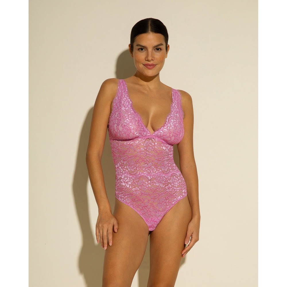 Cosabella‎ Pret-A-Porter Teddy Neela Flower Pink Lace Bodysuit Teddy M NEW